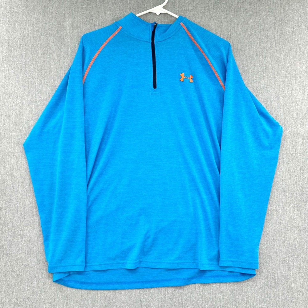 Under Armour 1/4 Zip HeatGear Shirt Mens Medium Blue Pullover Long Sleeve